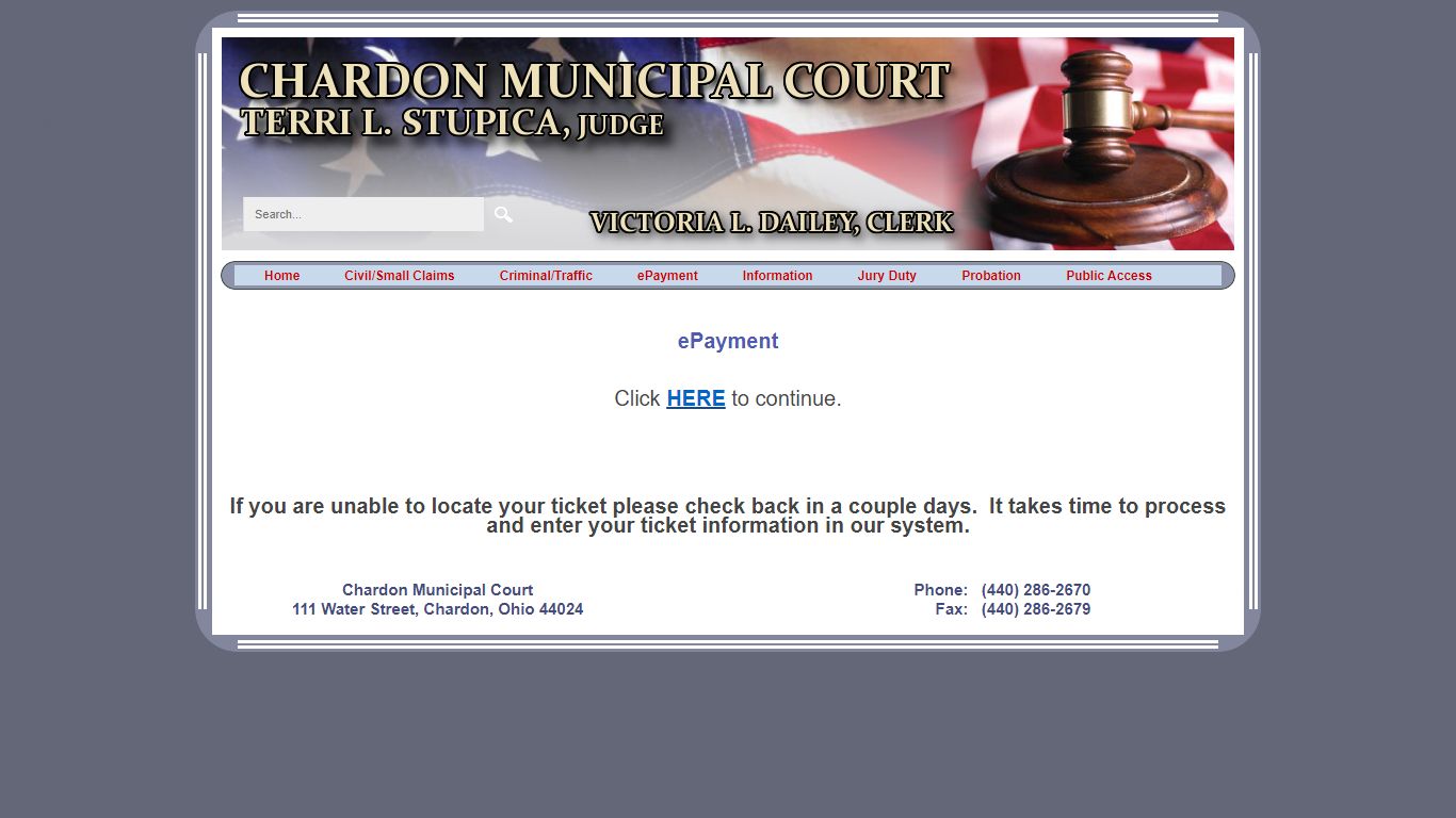 Chardon Municipal Court - ePayment - Geauga County, Ohio